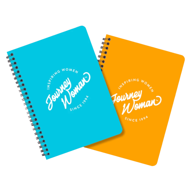 Blue and orange travel notebooks from JourneyWoman