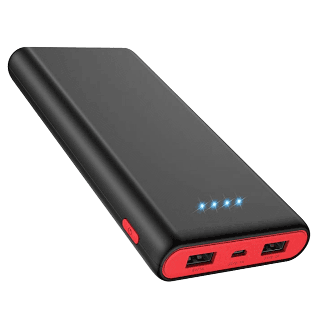 Black and red portable travel charger