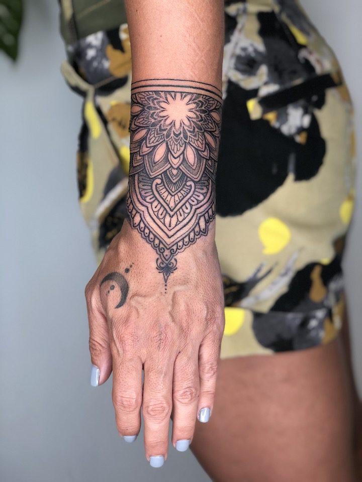 A mandala tattoo is highly personalized to the wearer. Two years later, Amanda is still finding new meaning in this intricate design