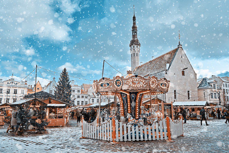 Old Tallinn central square during Christmas market