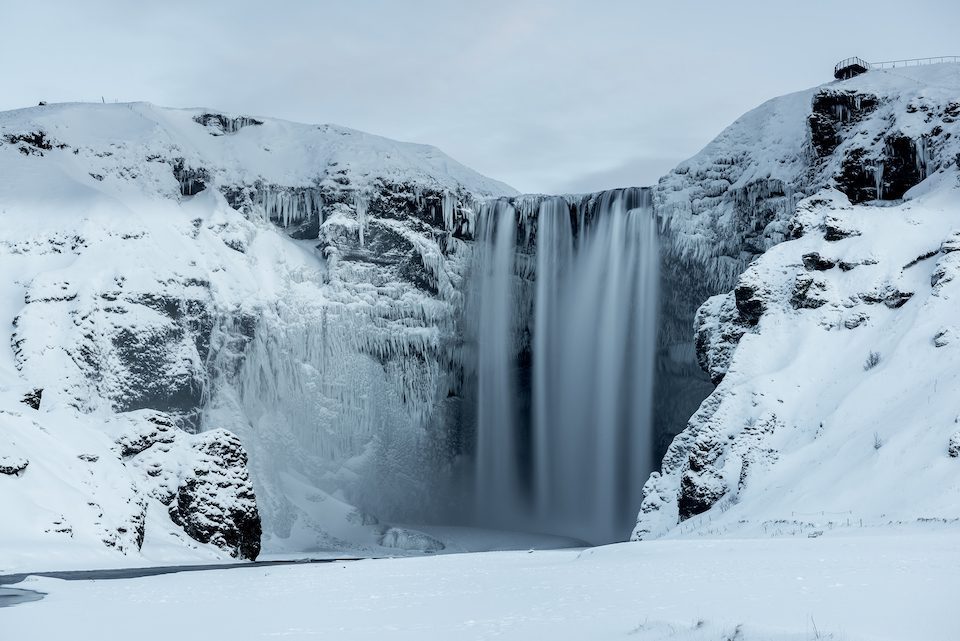 Iceland's Godafoss waterfall in the winter