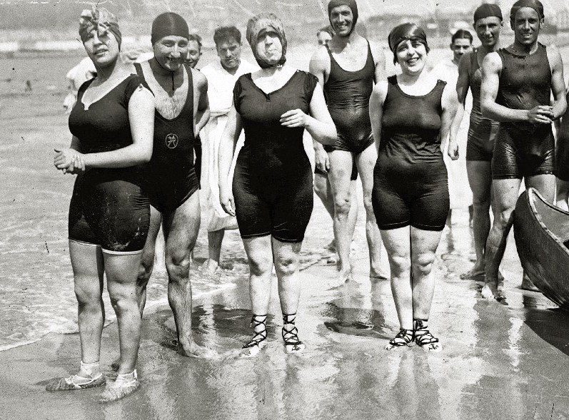 Swimmers on a beach in Spain, 1918