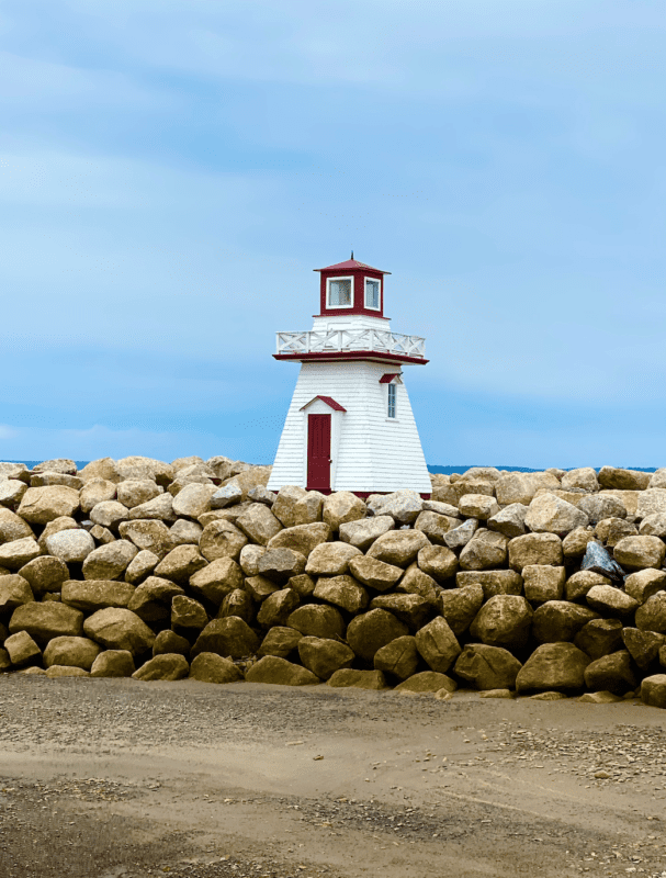 small white lighthouse