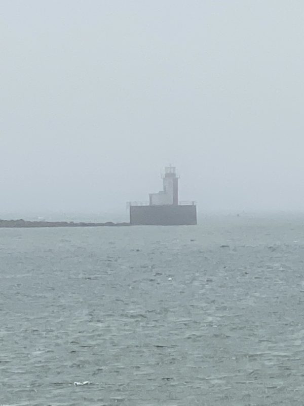 lighthouse in fog