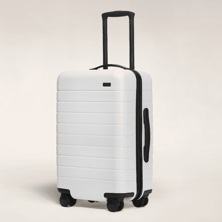 Away white carry on luggage