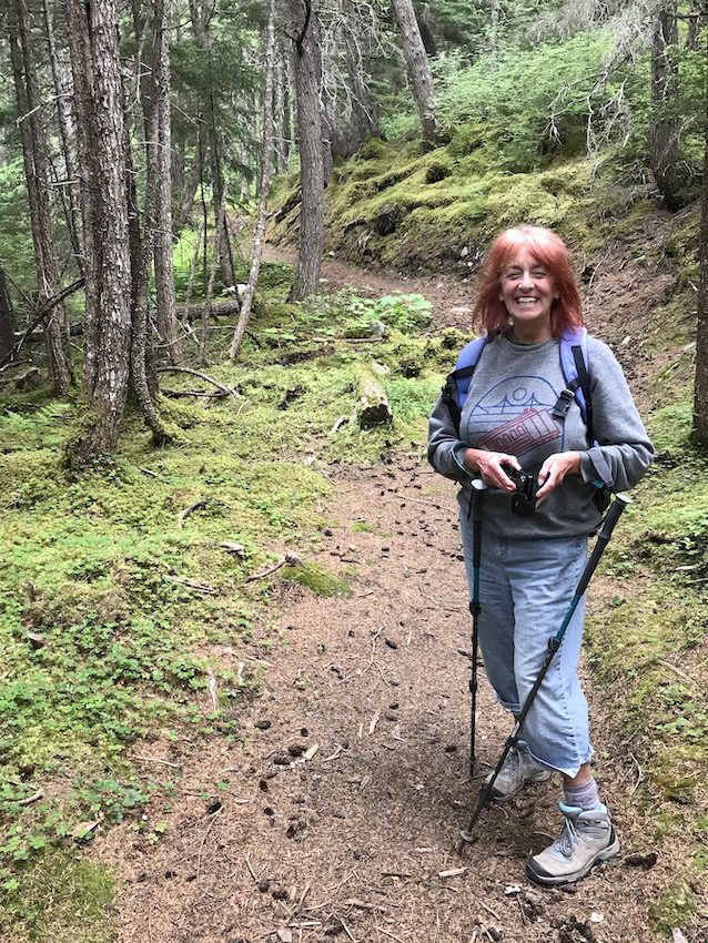 Barbara Brown hiking on a trail