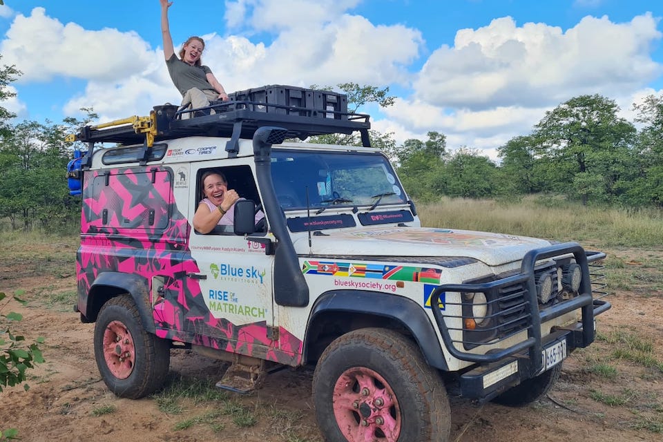 Carla Geyser of Blue Sky Trust in their Jeep