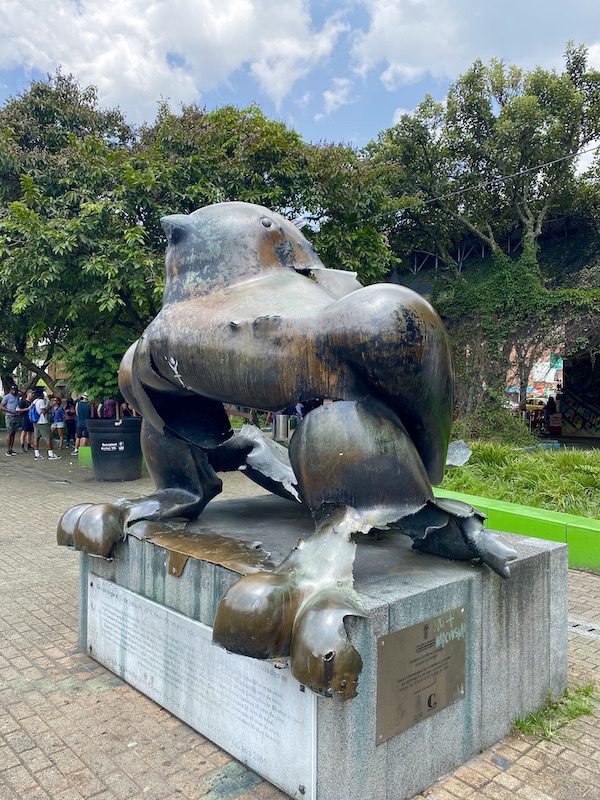 Damaged Botero Sculpture San Antonio Plaza Medellin Colombia