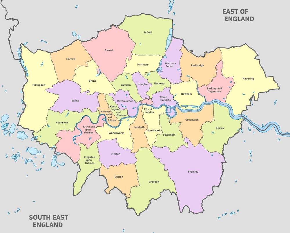 Map of London's boroughs
