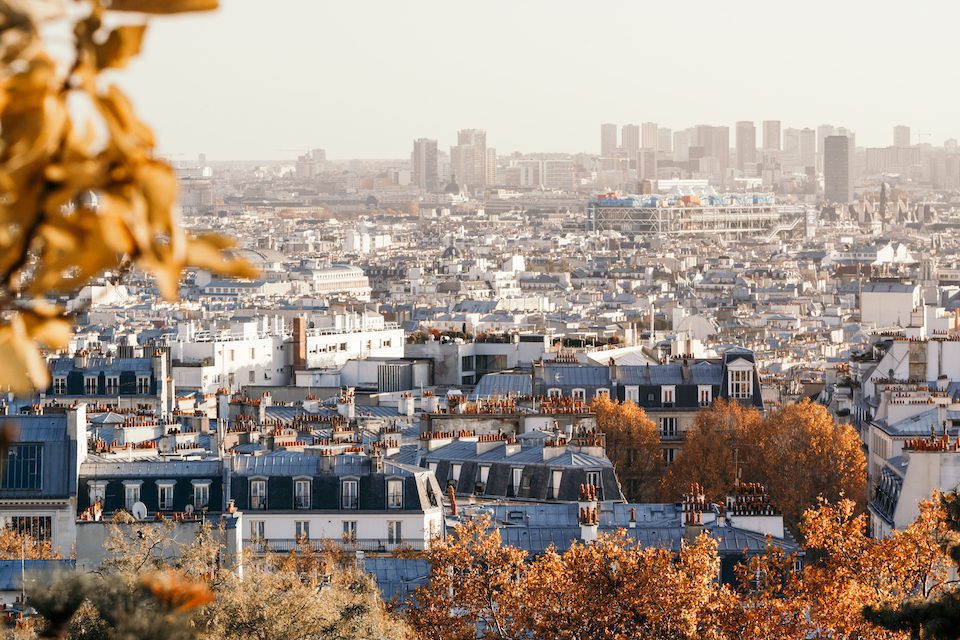 Panoramic view of Paris at Autumn.