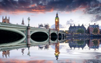 Dusk at Westminster Bridge and Big Ben in London