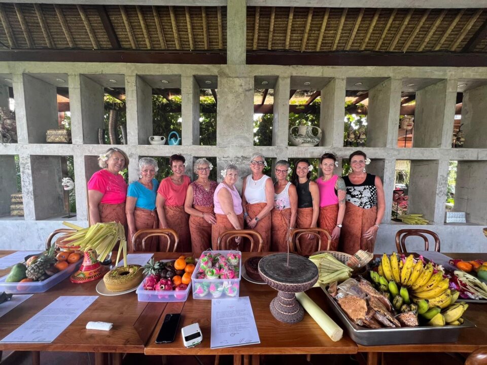 A group of women over 50 on a tour in Bali
