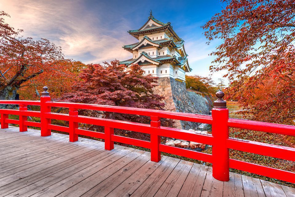 Hirosaki Castle in Hirosaki, Japan.