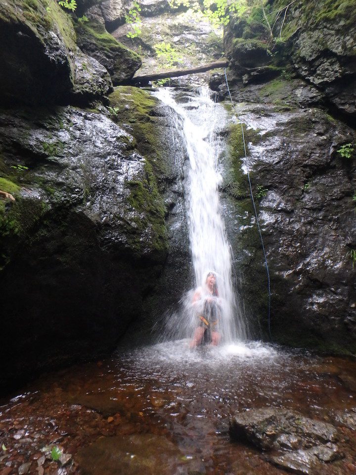 Welcome dunk at base of George Fraser Falls