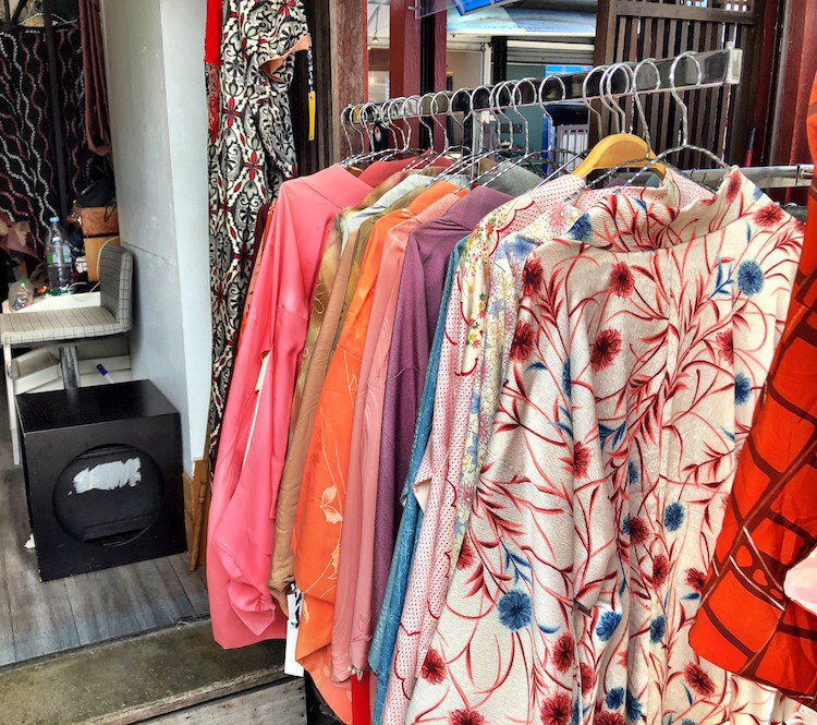 Vintage Japanese kimono jackets at Chatuchak Market