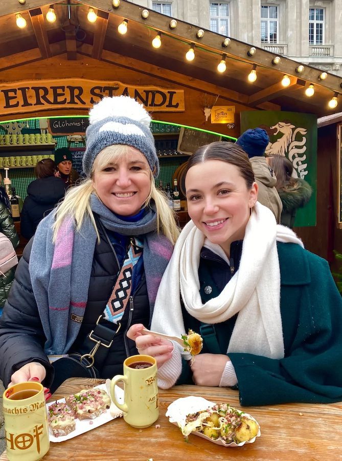 Carolyn Ray and her daughter Alyx at a Christmas market in Vienna