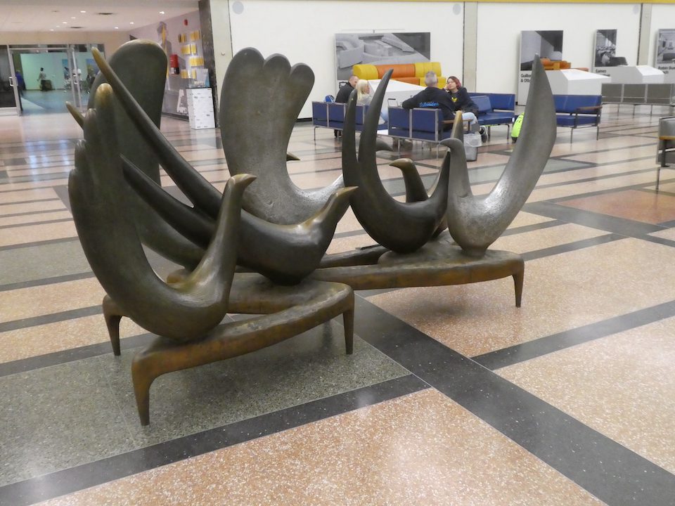 Sculptures in the Gander Newfoundland Airport Lounge