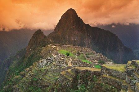 Machu Picchu against the sunset