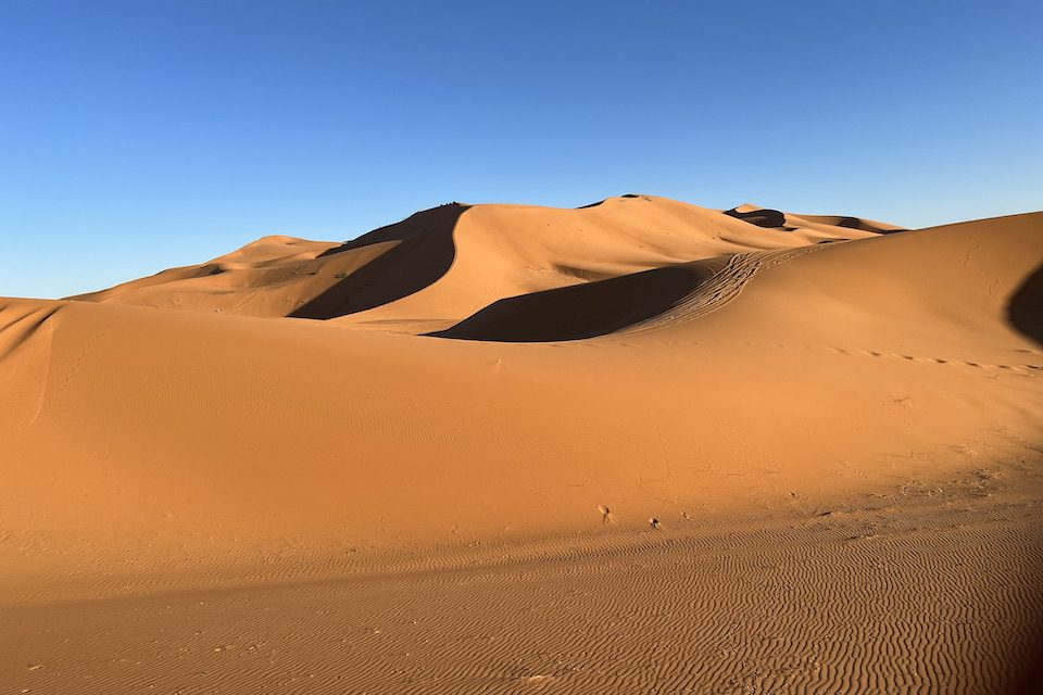 Striking sand dunes of the Sahara Desert in Morocco