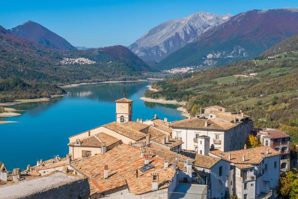 Panoramic view in Barrea, province of L'Aquila in the Abruzzo region of Italy.