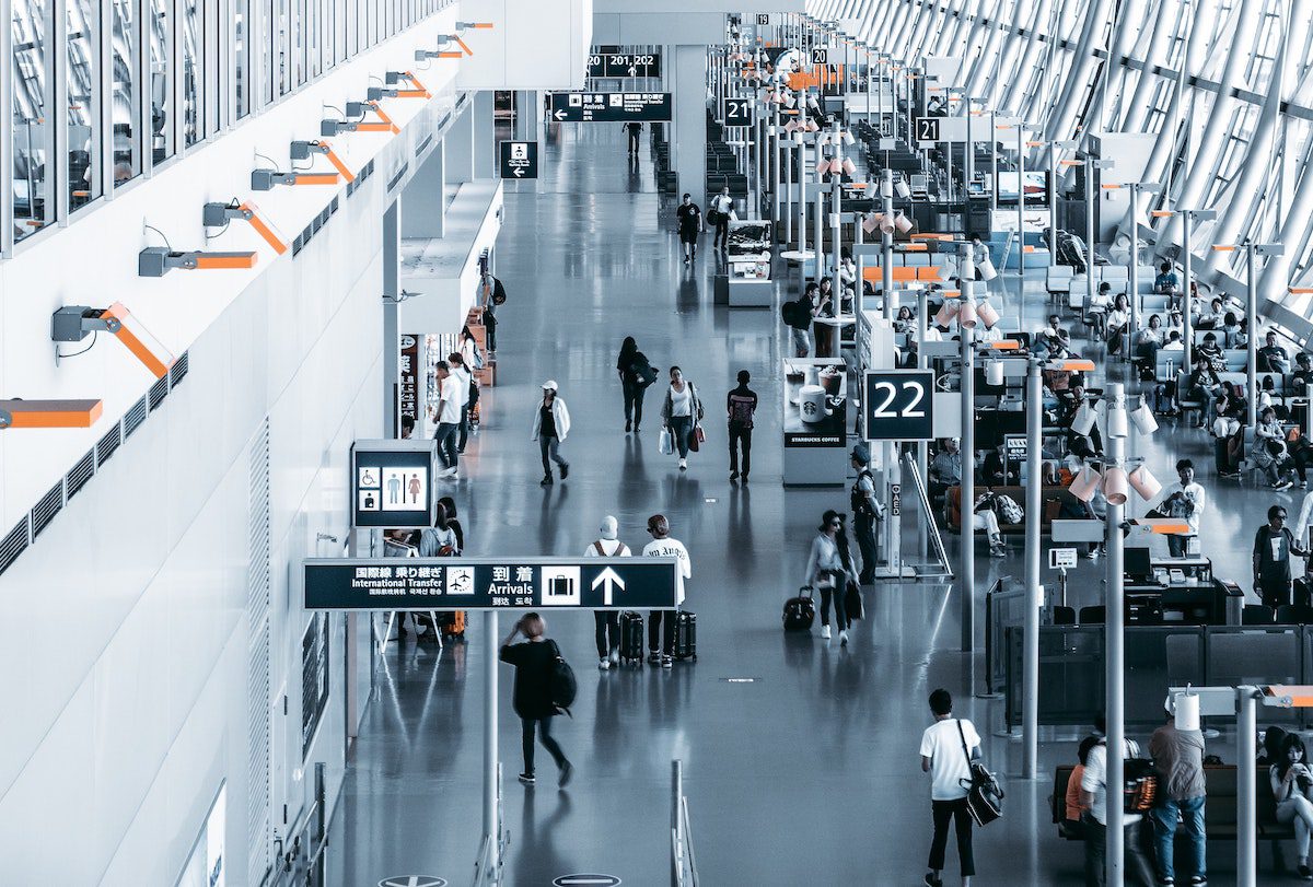 A busy terminal at an airport