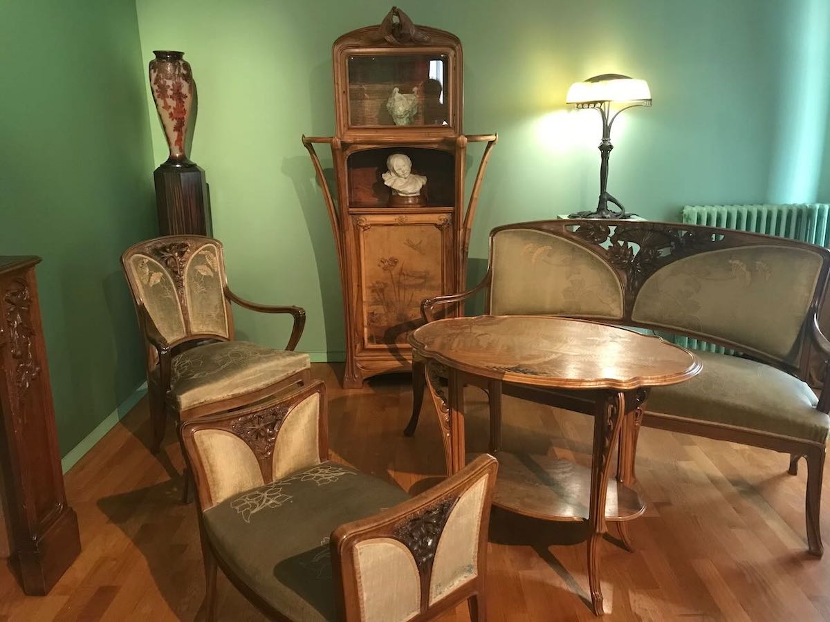 Art nouveau furniture seen in Nancy, France, one of many excellent day trips from Paris