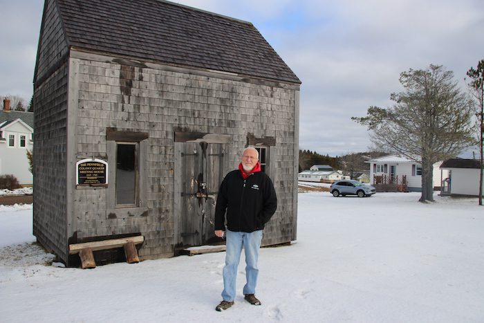 Hartly Avery, one of the volunteers who built the replica Quaker Meeting House