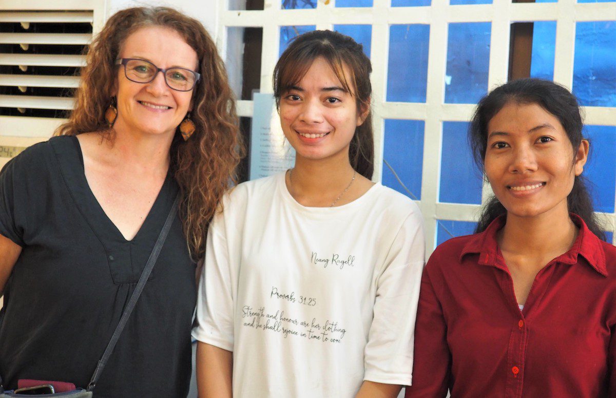 Gina and two other women from Daughters of Cambodia 