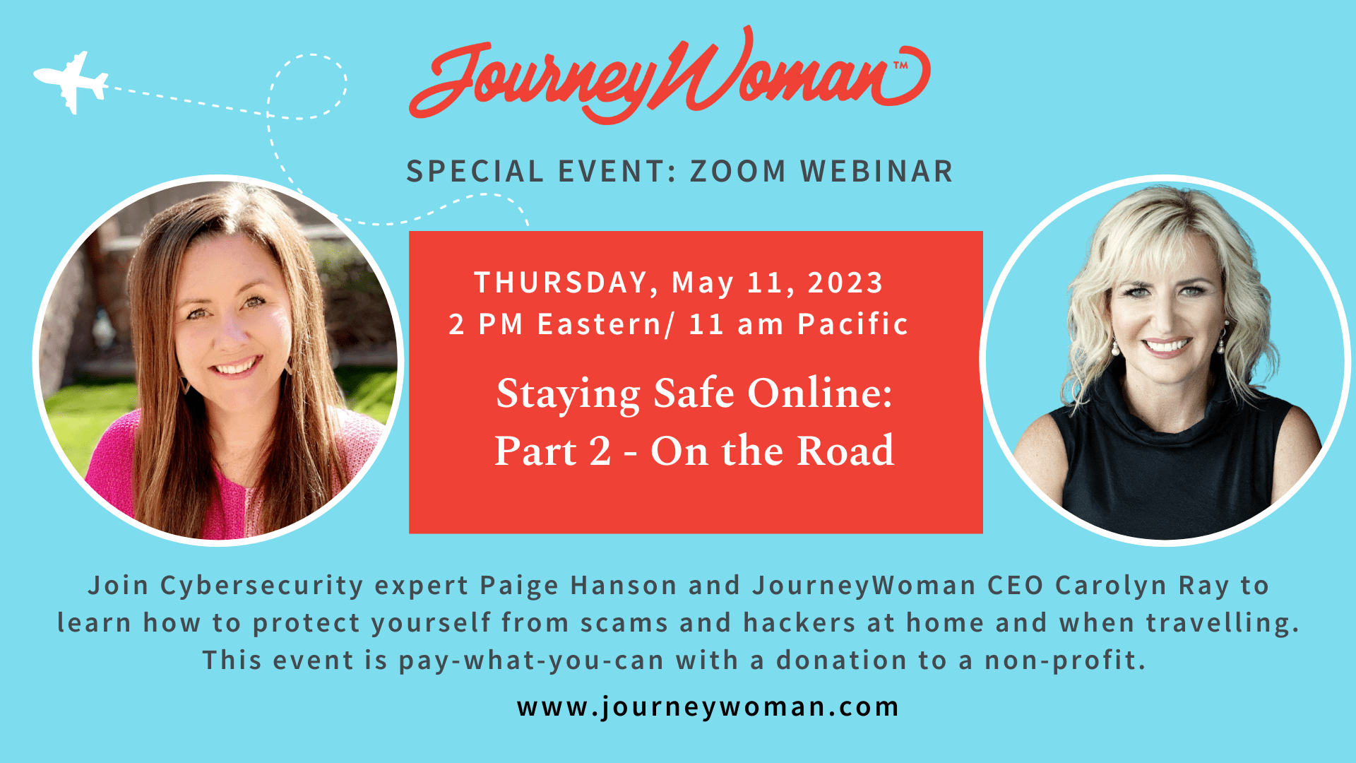 sustainable travel webinar cover with four women