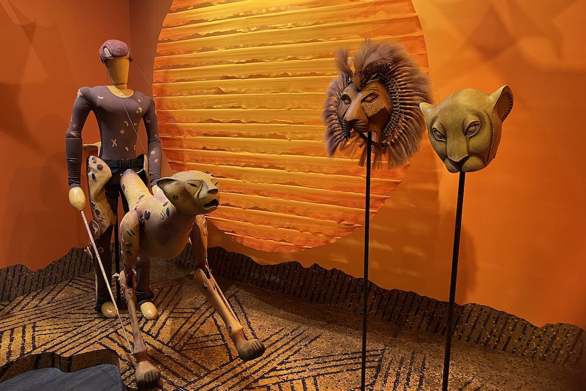 Props from the Lion King musical in the Museum of Broadway NYC