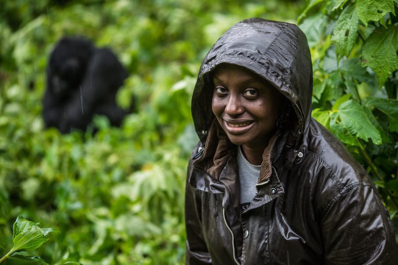 Dr Gladys Kalema-Zikusoka tracking gorillas in Bwindi Impenetrable National Park