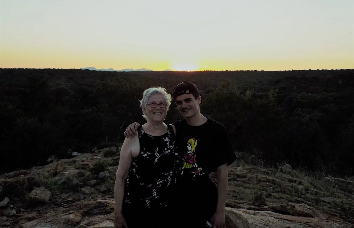 Liz Hathaway with her grandson in South Africa