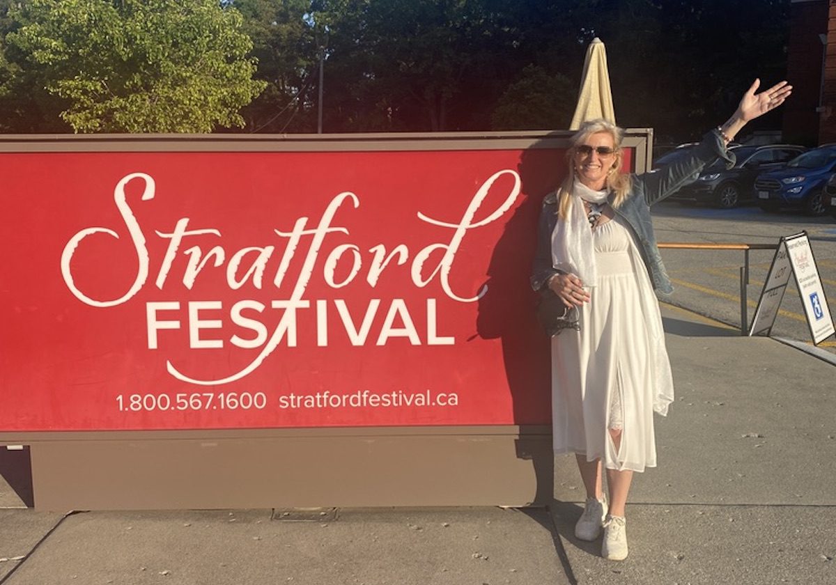 Carolyn Ray with Stratford Festival sign