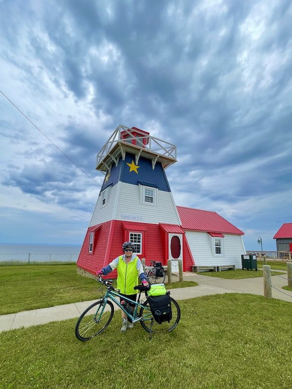 Pat Lee, at the visitor’s centre in Grand-Anse, N.B., getting set to cycle the Acadian Peninsula Veloroute in northeast New Brunswick
