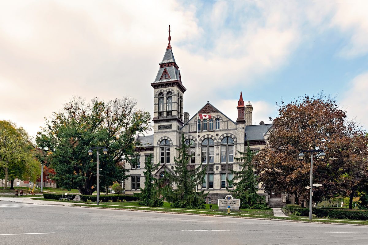 The historic courthouse building in Stratford, Ontario