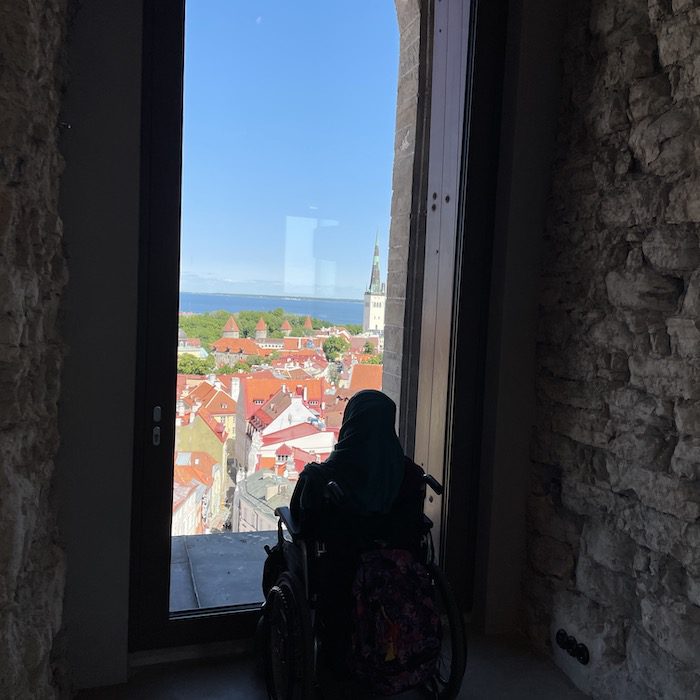 Tanzila visiting the top of the tower at St Nicholas Church