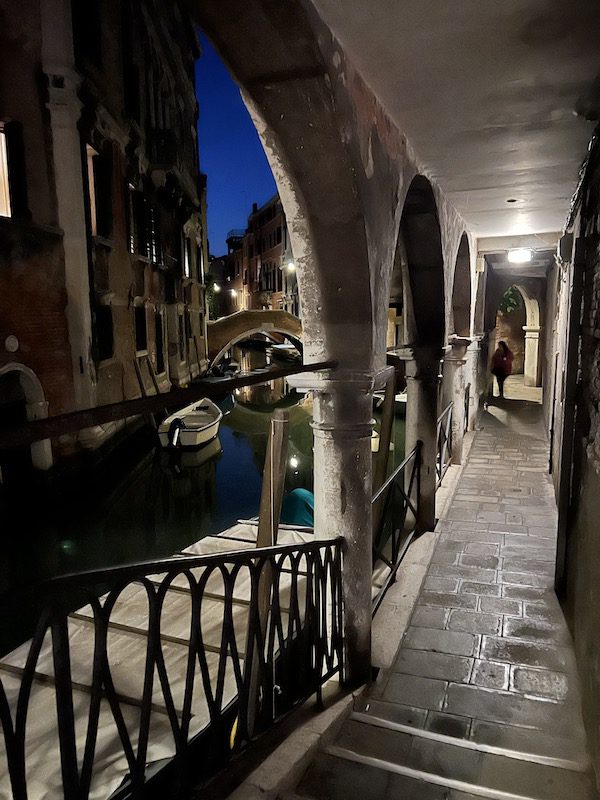 Venice canal view at nighttime