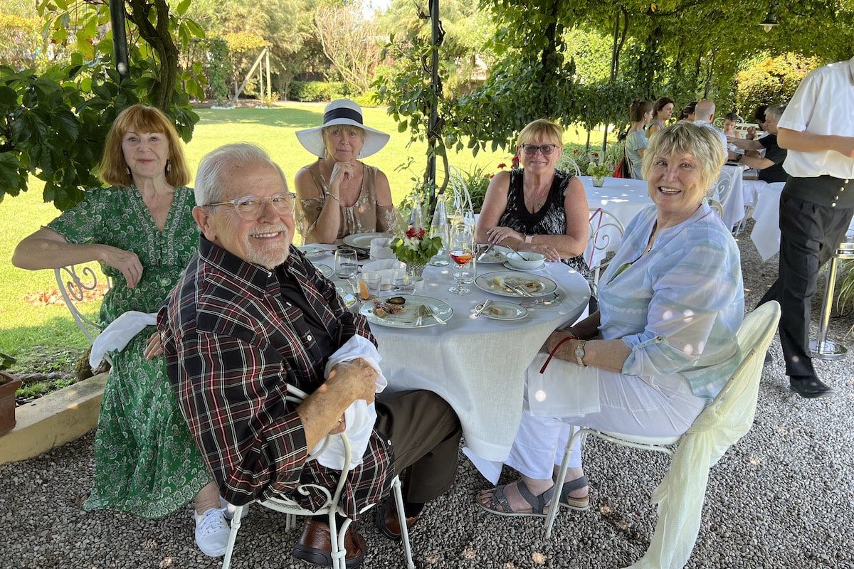 Diana Eden and her group enjoy lunch at Locanda Cipriano outside of Venice