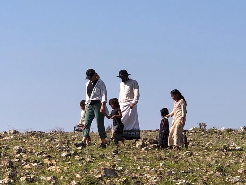 Walking with children on the Diksam Plateau in Socotra who ran up to me to hold my hand