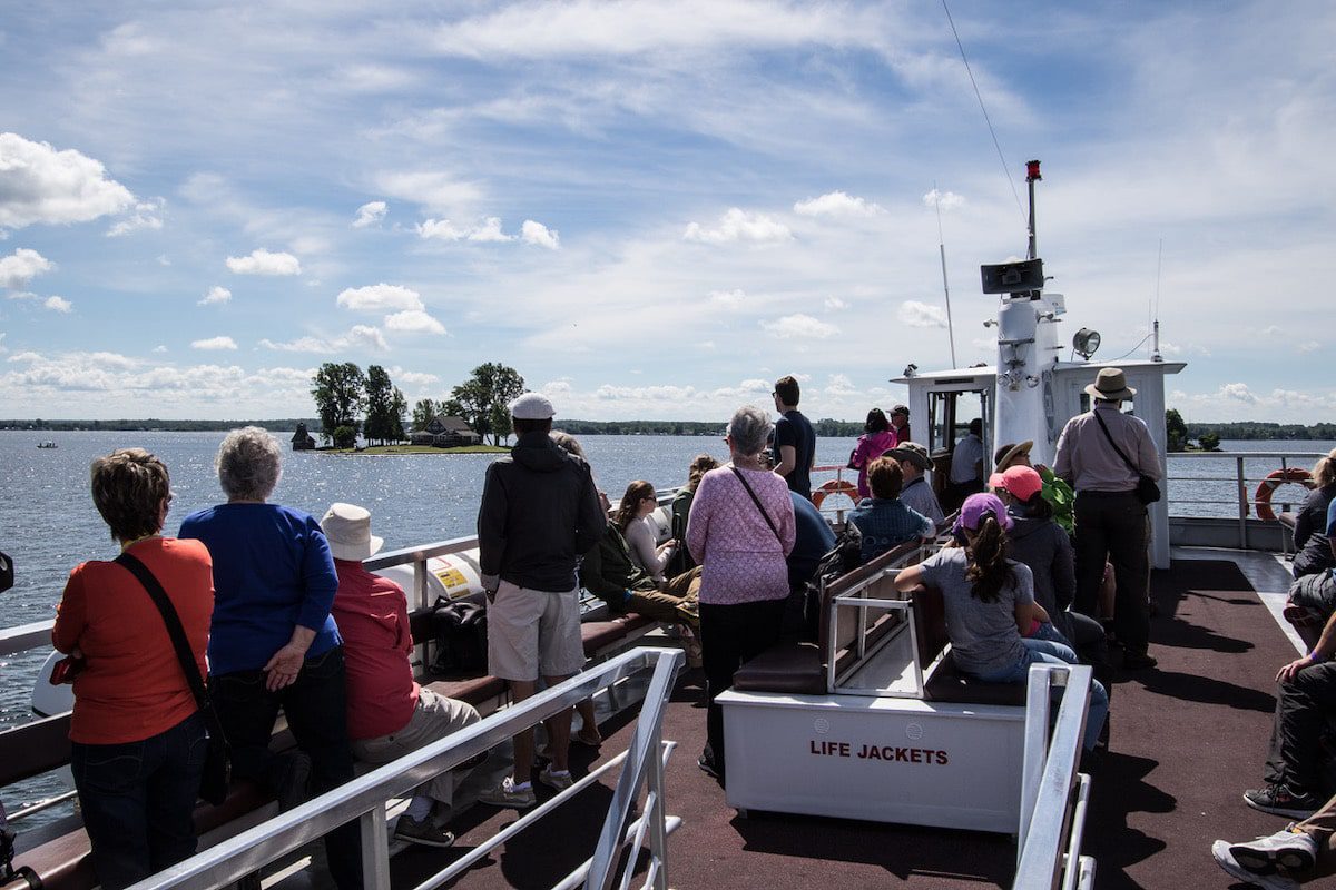 Boat cruises through the 1000 Islands in the St. Lawrence River are popular outings from Gananoque, Ontario