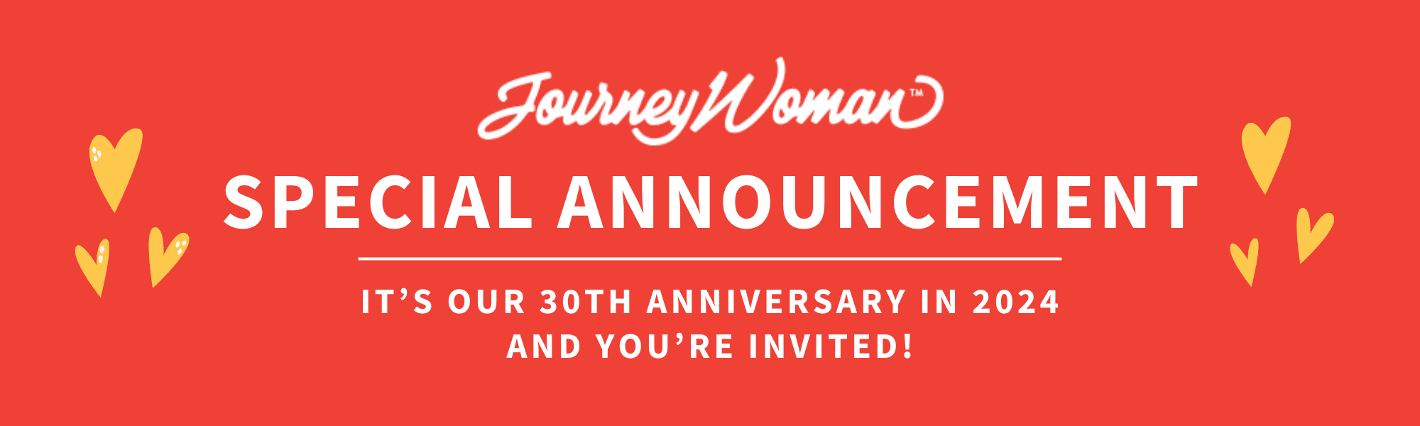 red banner announcing journeywoman special 30th anniversary 