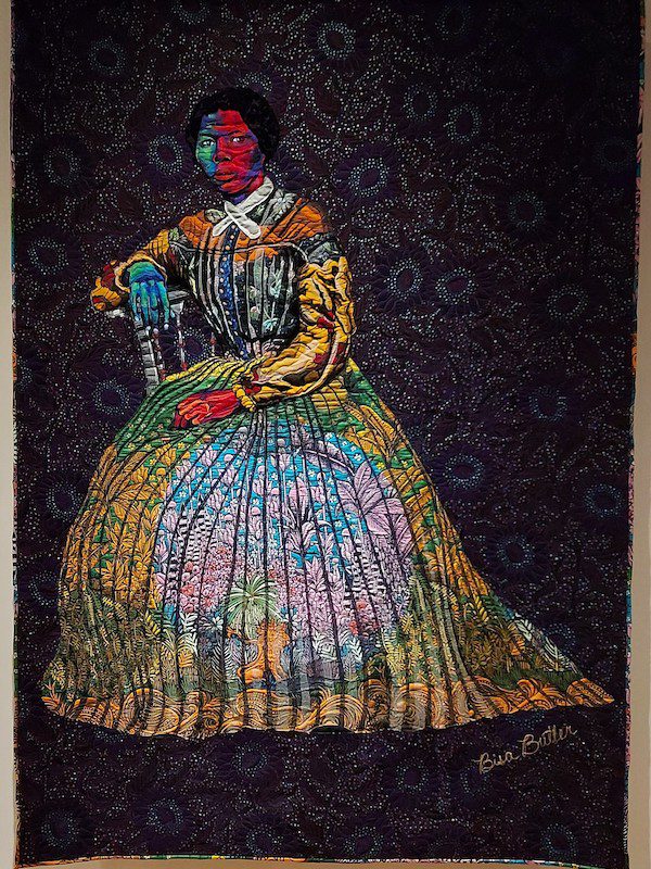 Bisa Butler portrait quilt of Harriet Tubman