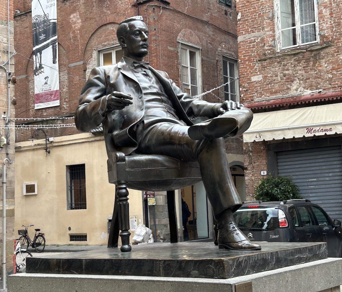 Giacomo Puccini Statue in Lucca, one of many day trips from Florence