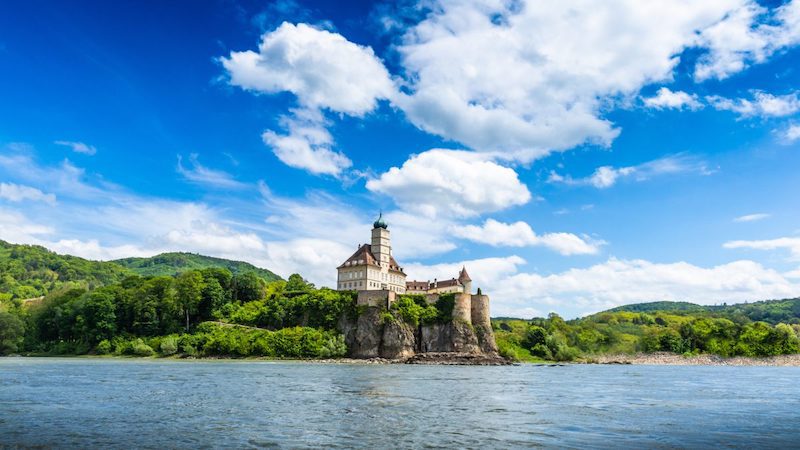 A castle in Germany seen from a Uniworld River Cruise along the Danube