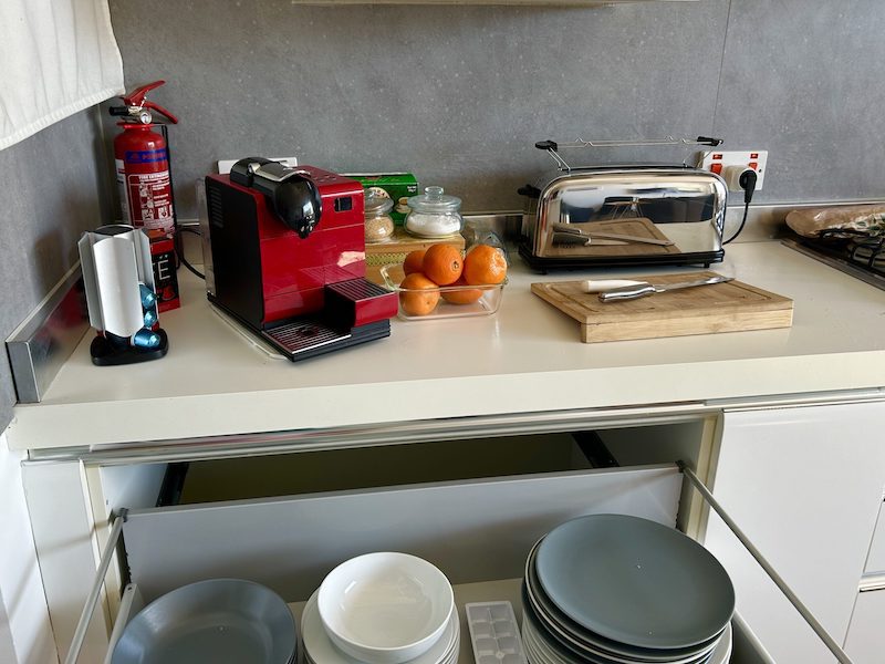 A well stocked kitchen in an Airbnb in Malta