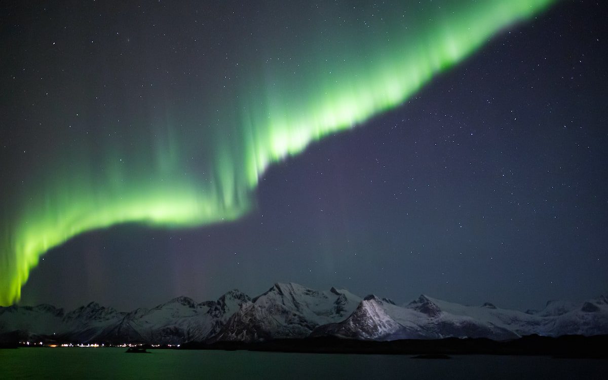 Northern Lights in Norway seen while leaving Svolvaer