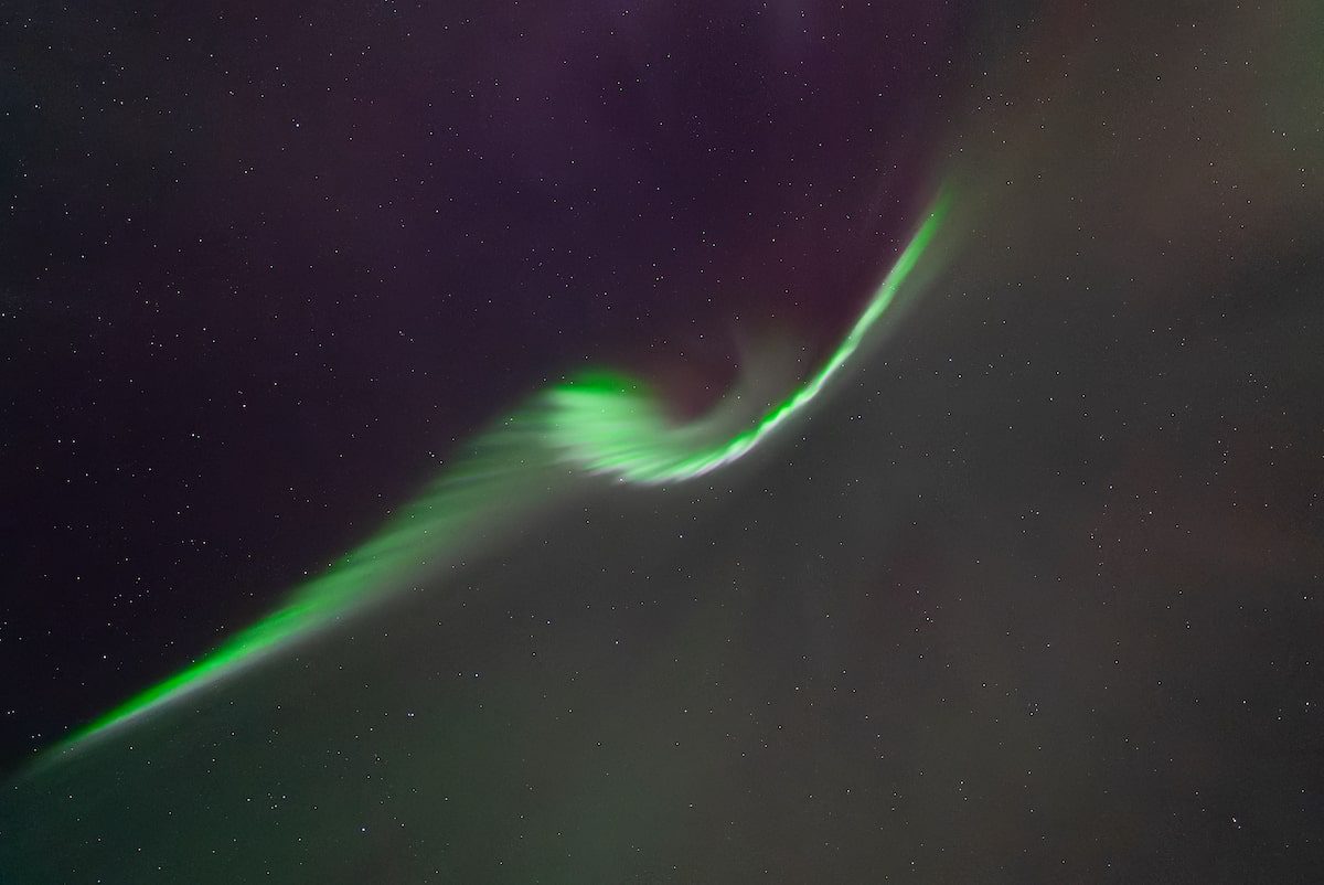 Overhead Curtain during a display of Northern Lights in Norway