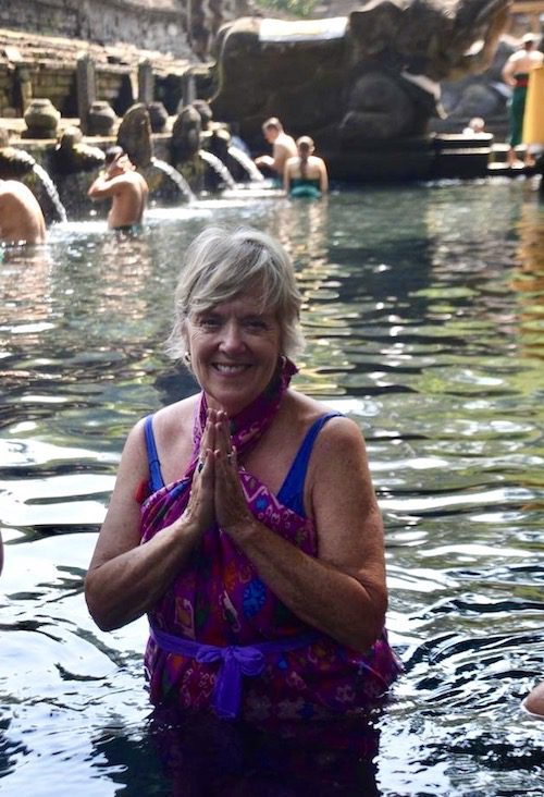 Cheryl in a water purification ceremony, Bali