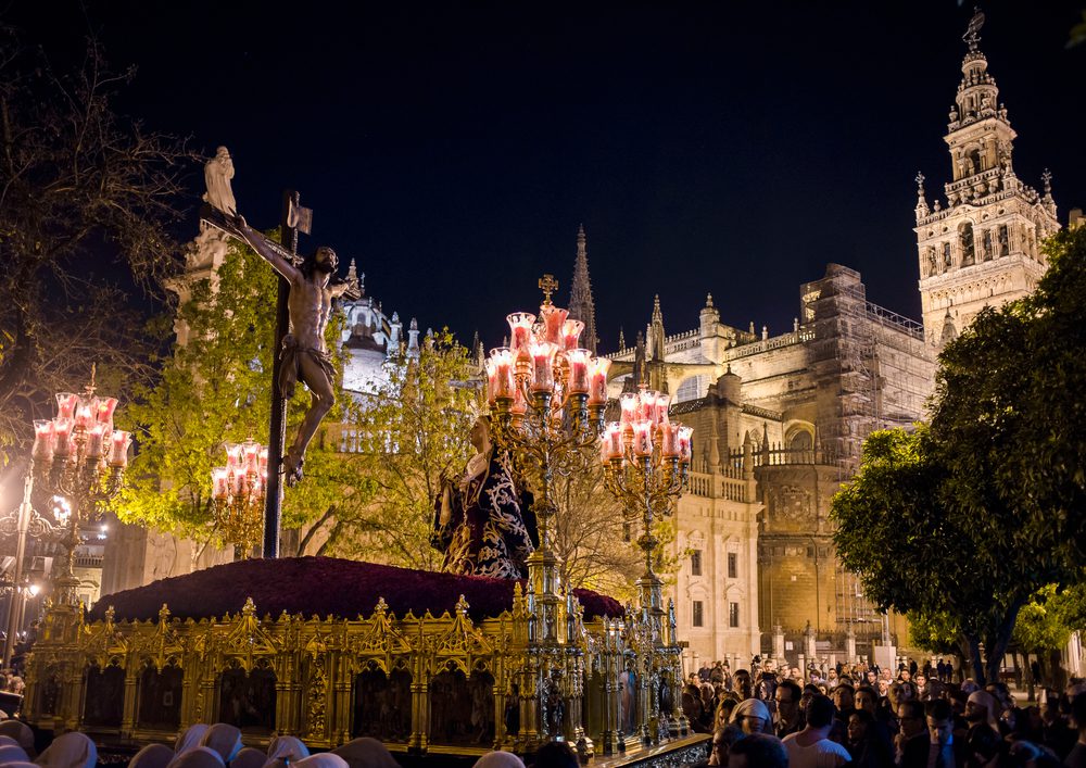 Sevilel Spain pasos during Holy week in Seville