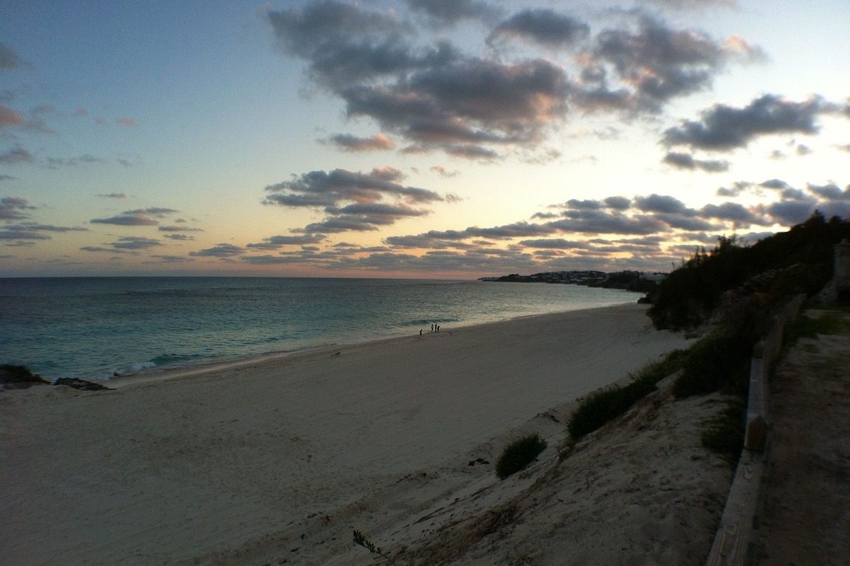 A beach in Bermuda at sunset